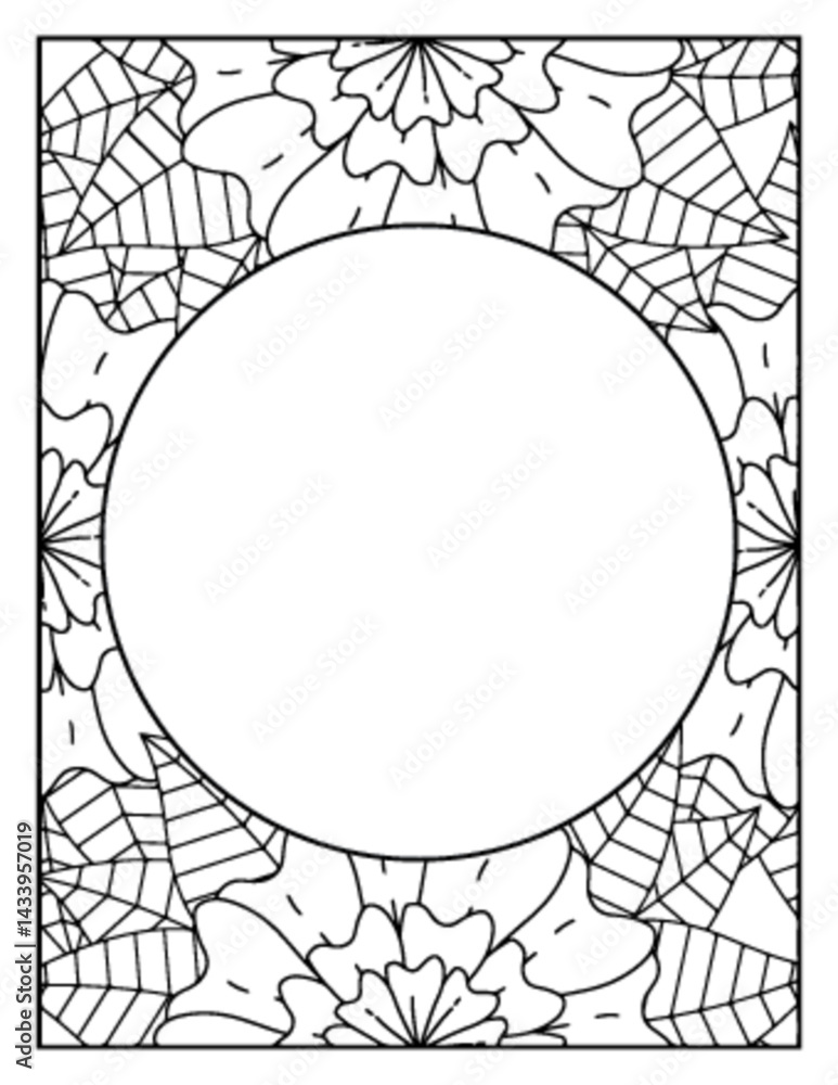 Obraz premium Flowers Circle Adult Coloring Pages