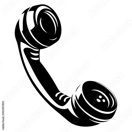 Vintage Telephone Handset in Black and White, Symbol of Communication