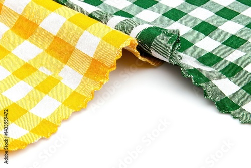 Plaid tablecloths in yellow and green