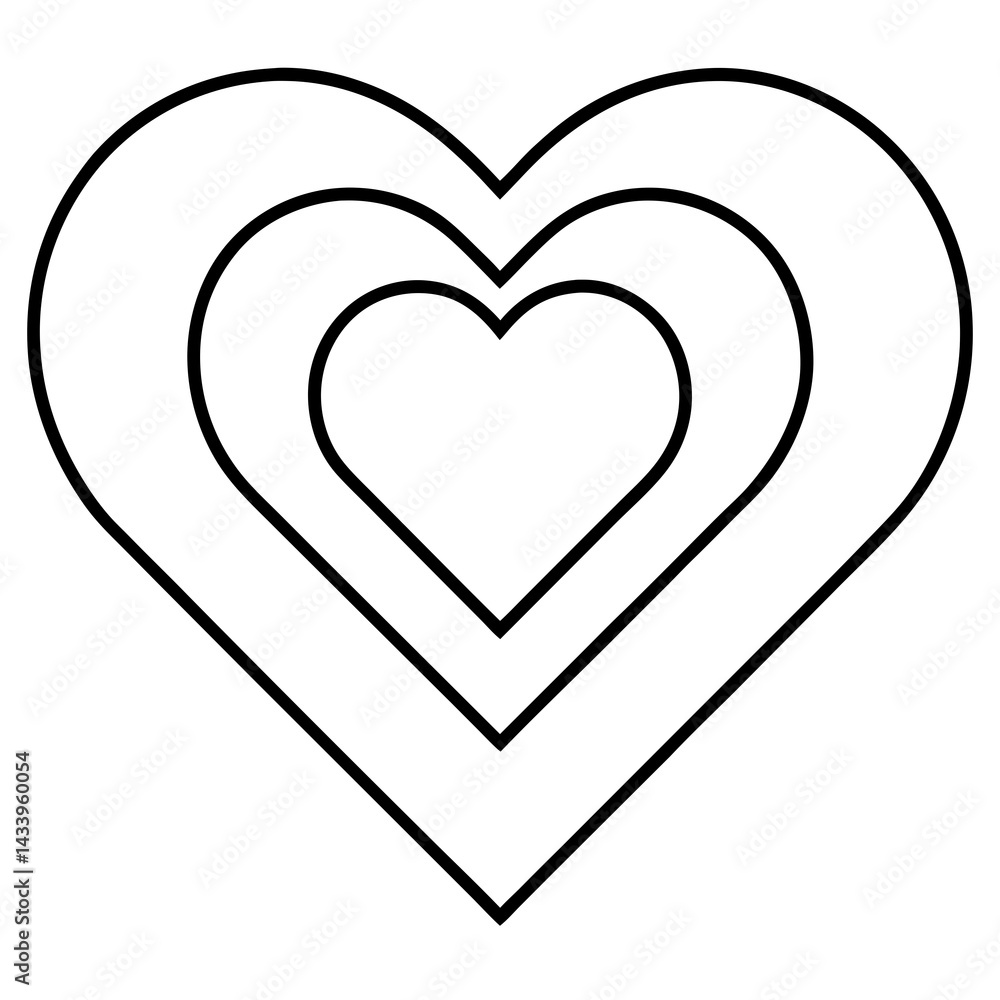 Simple Heart Shapes in Line Art Simple Heart Shapes in Line Art