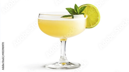 Obraz na płótnie Refreshing cocktail with lime and mint garnish. Generative AI w salonie