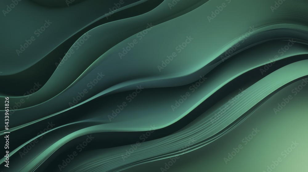 Abstract green wave background. Generative AI