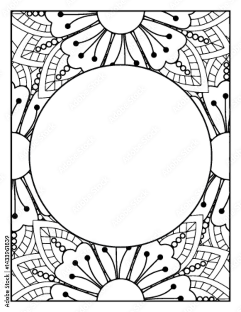 Obraz premium Flowers Circle Adult Coloring Pages