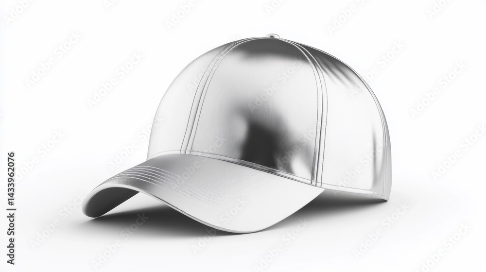 Silver Cap Mockup Isolated on White Background. Generative AI