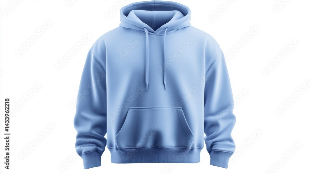 Blue hoodie mockup closeup isolated on white background. Generative AI