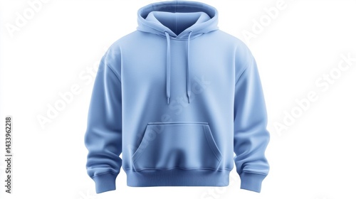 Obraz na płótnie Blue hoodie mockup closeup isolated on white background. Generative AI w salonie