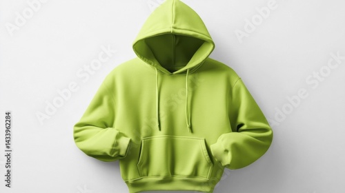 Obraz na płótnie Green hoodie mockup isolated on white background. Generative AI w salonie
