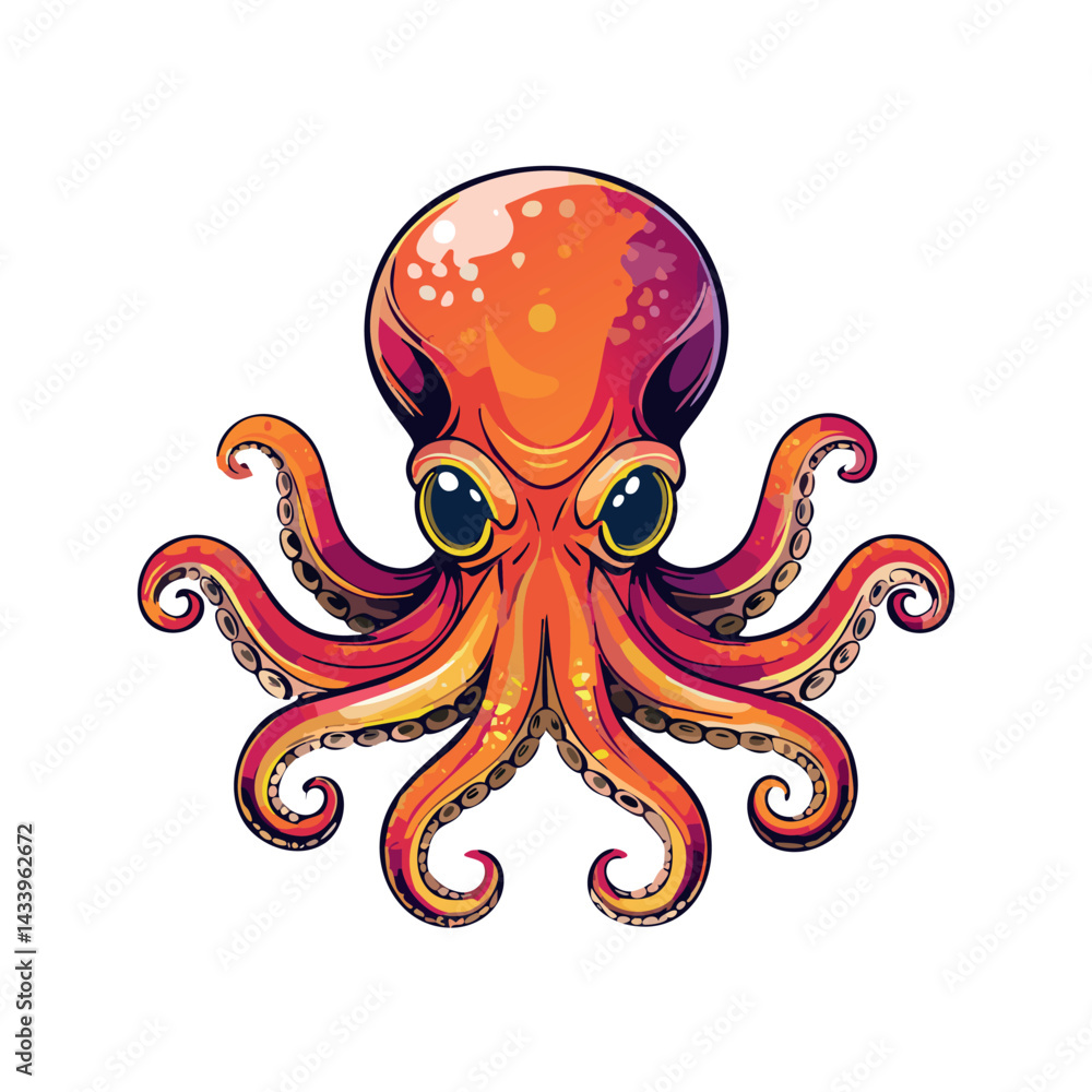 Fototapeta premium paint vector logo graphic of evil cybernetic octopuss