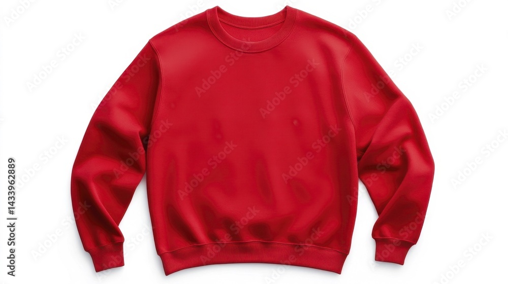 Red sweatshirt mockup isolated on white background. Generative AI