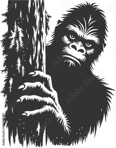 Black bigfoot vector silhouette