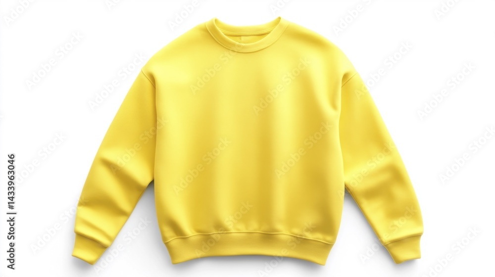 Yellow sweatshirt mockup isolated on white background. Generative AI