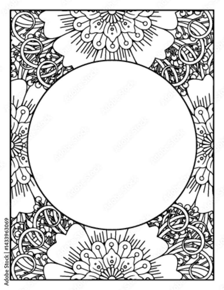 Obraz premium Flowers Circle Adult Coloring Pages