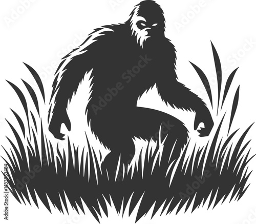 Black bigfoot vector silhouette