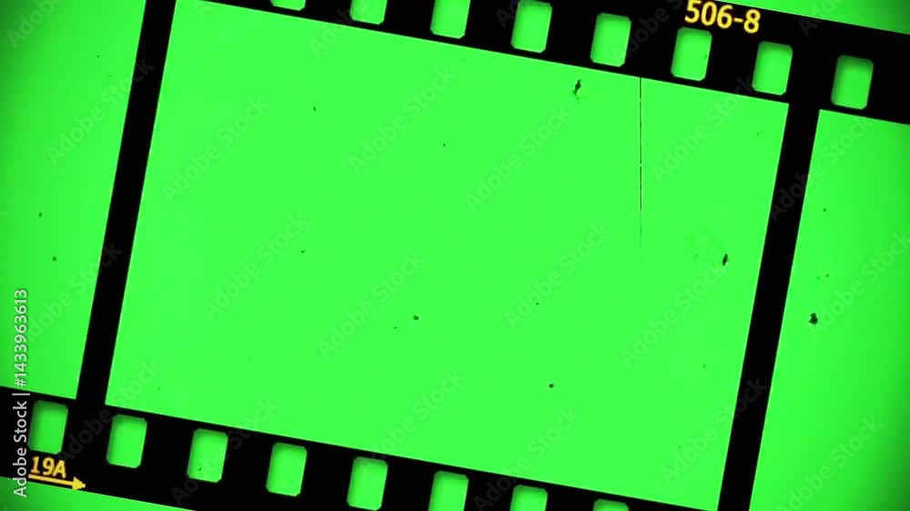 angular 2d classic negative film roll angle animated green screen film strips black frame background, old movie effect filter chroma key texture, motion design animation overlay alpha adjustment layer