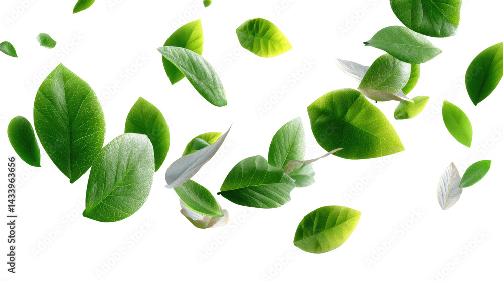 Green Leaf Flurry: A captivating burst of fresh green leaves caught in mid-air, showcasing the delicate dance of nature's movement. Green Leaf Flurry: A captivating burst of fresh green leaves caught in mid-air, showcasing the delicate dance of nature's movement.
