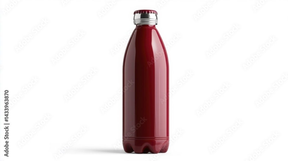 Red metal bottle with cap isolated on white background. Generative AI