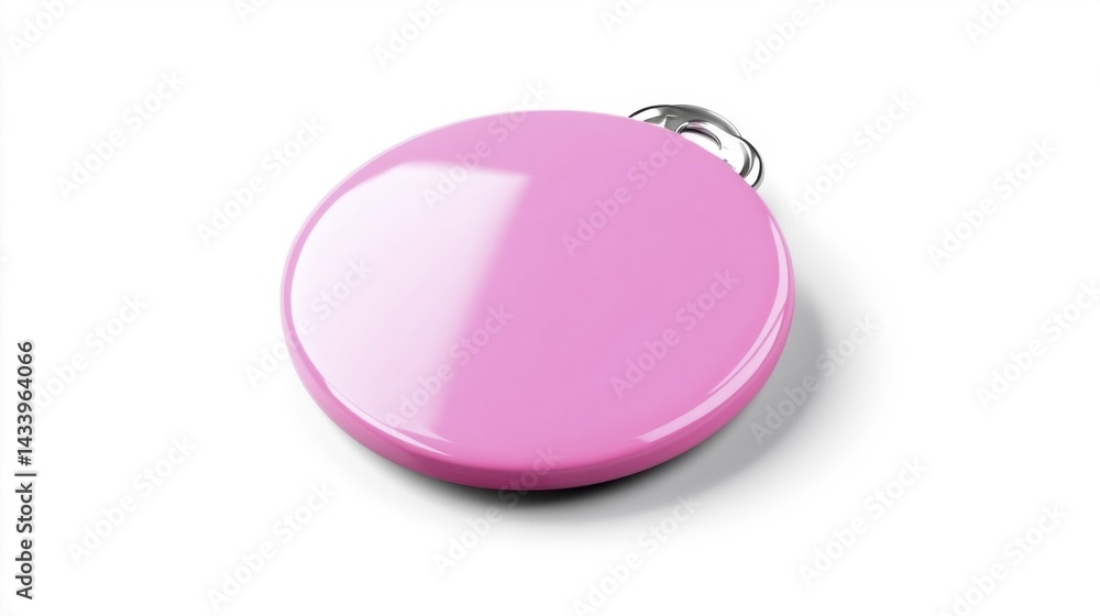 Pink Badge Mockup Isolated on White Background. Generative AI