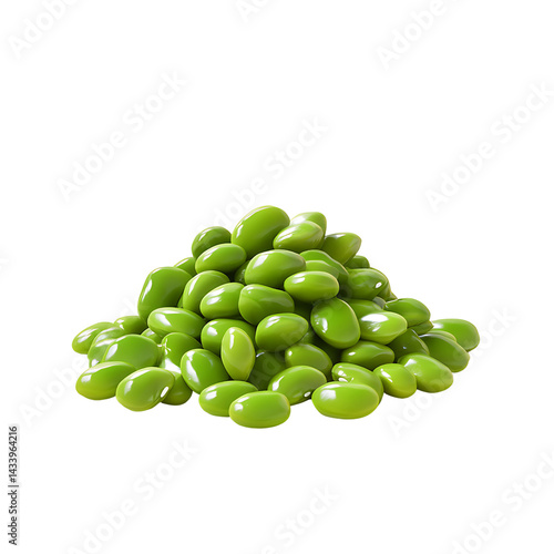 Fresh green soybeans in a vibrant pile.