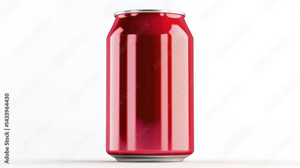 Red aluminum can mockup on white background. Generative AI