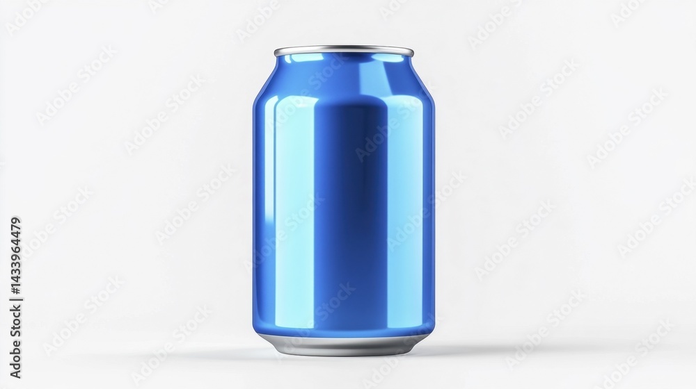 Blue Aluminum Can on White Background. Generative AI
