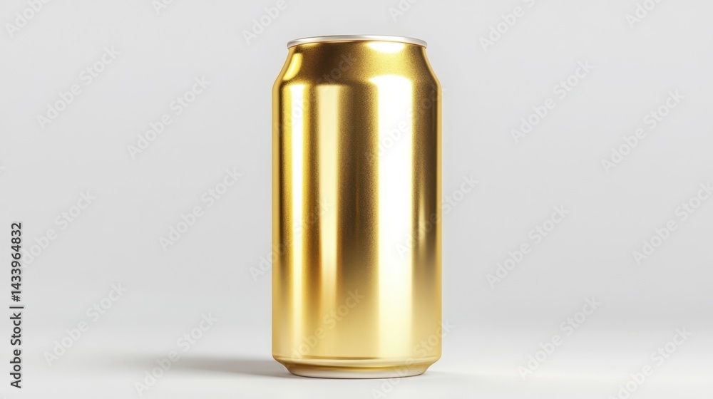 Gold can mockup isolated on white background. Generative AI