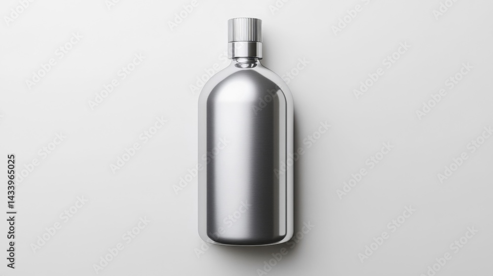 Stainless steel water bottle on a white background. Generative AI