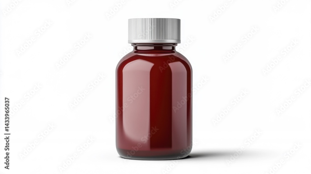 Maroon shampoo bottle mockup isolated on white background. Generative AI