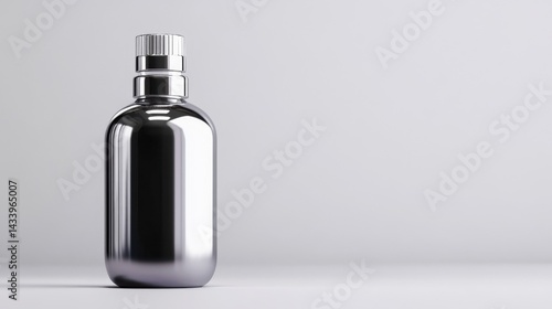 Obraz na płótnie Shiny metal bottle on white background. Generative AI w salonie