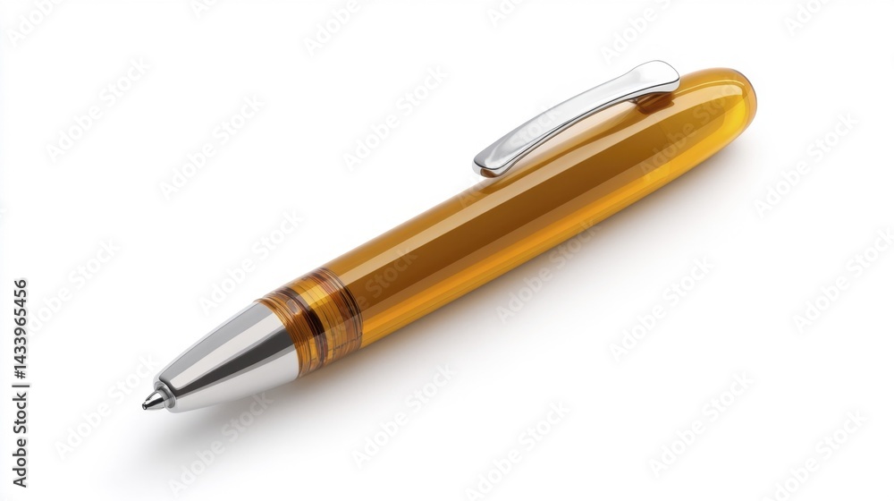 Amber Pen Mockup Isolated on White Background. Generative AI