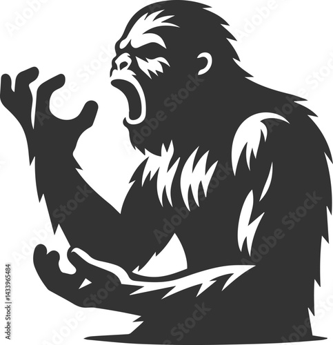 Black bigfoot vector silhouette
