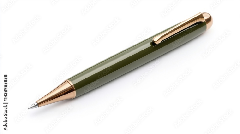 Khaki pen mockup isolated on white background. Generative AI