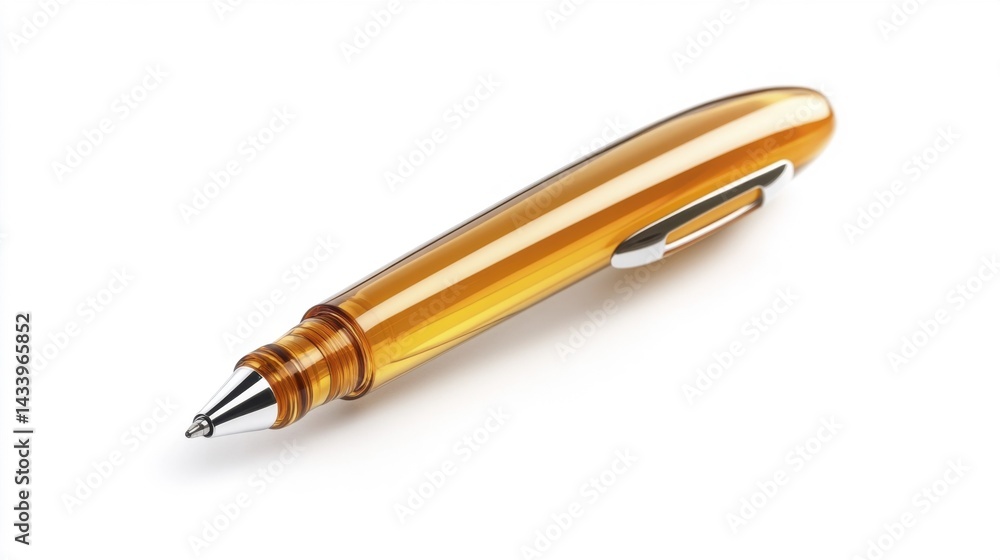 Close up of an orange pen isolated on a white background. Generative AI