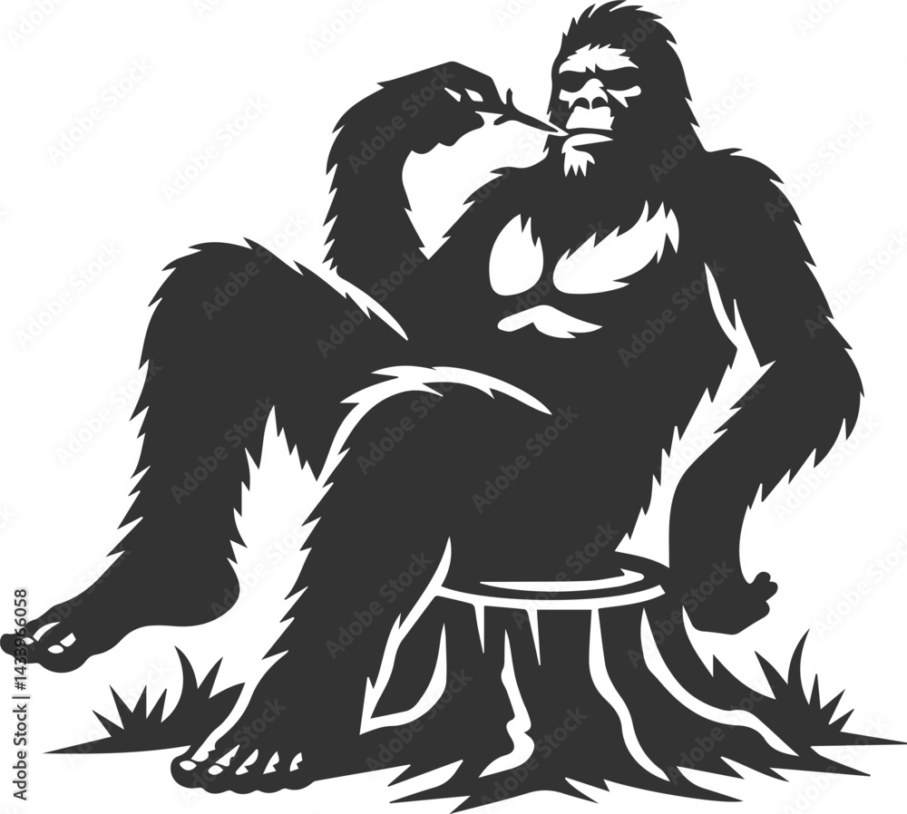 Black bigfoot vector silhouette Black bigfoot vector silhouette