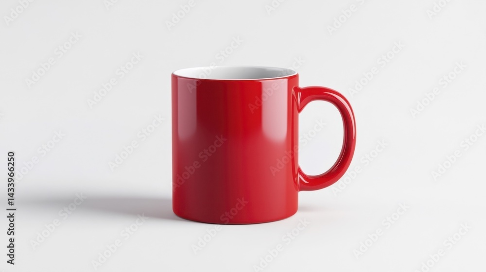 Red mug mockup isolated on white background. Generative AI