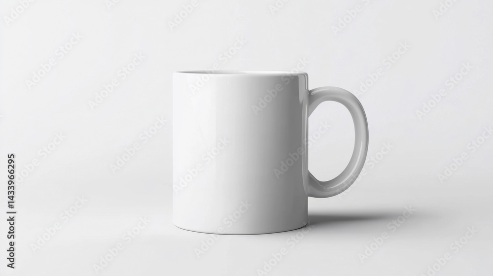 White Ceramic Mug on a Plain Background. Generative AI