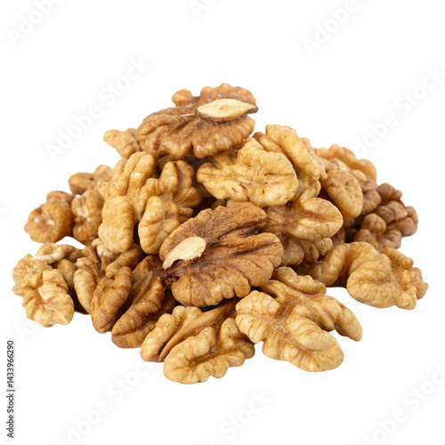 Pile of walnuts isolated on transparent background  

