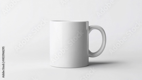 Obraz na płótnie White Ceramic Mug on a Plain Background. Generative AI w salonie