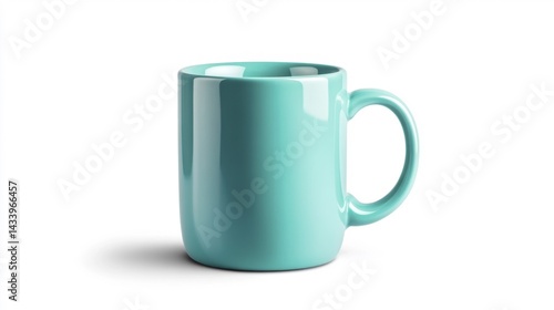 Obraz na płótnie Turquoise ceramic coffee mug on white background. Generative AI w salonie