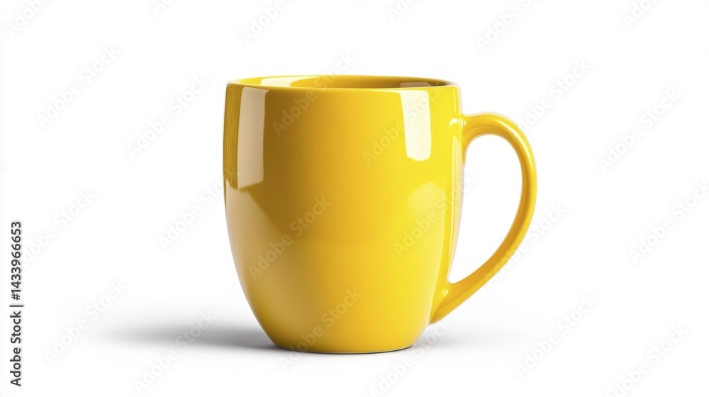 Mustard mug mockup isolated on white background. Generative AI