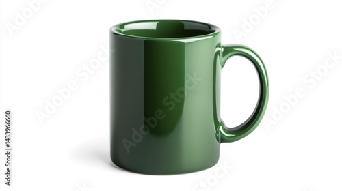 Emerald green ceramic mug isolated on white background mockup. Generative AI