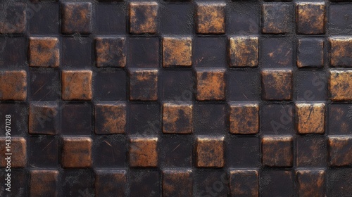 Obraz na płótnie Checker Plate Texture Top View. Generative AI w salonie