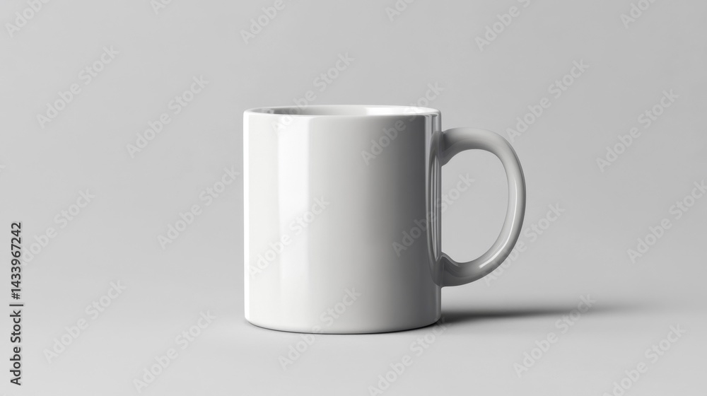 White Ceramic Coffee Mug on a Solid Light Background. Generative AI