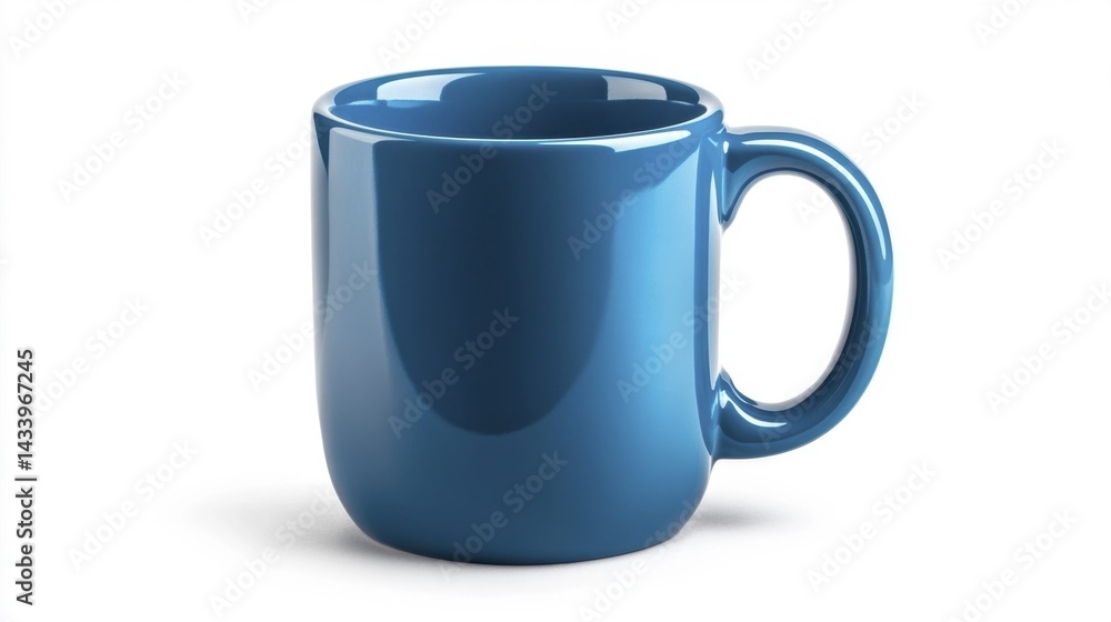 Ocean Blue Mug Mockup on White Background. Generative AI