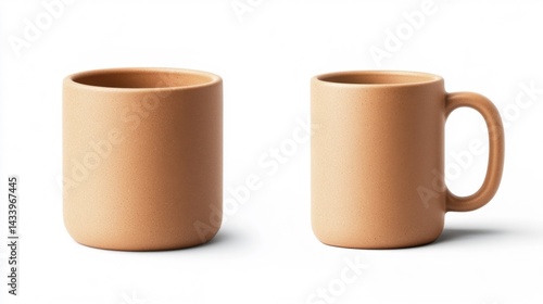 Obraz na płótnie Simple ceramic mugs in neutral color. Generative AI w salonie