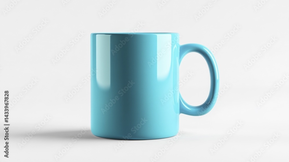 Blue ceramic mug on white background. Generative AI