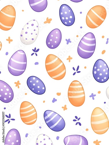 Pastel Easter eggs and floral pattern