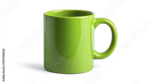 Green mug mockup isolated on white background. Generative AI