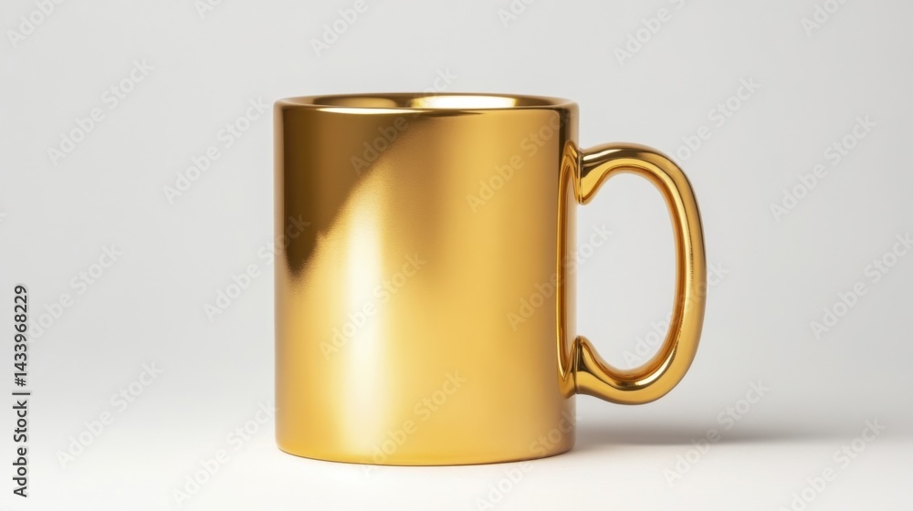 Golden mug isolated on white background. Generative AI