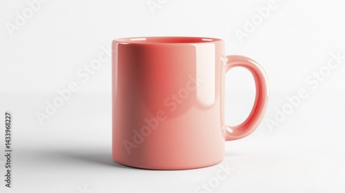 Coral mug mockup isolated on white background. Generative AI
