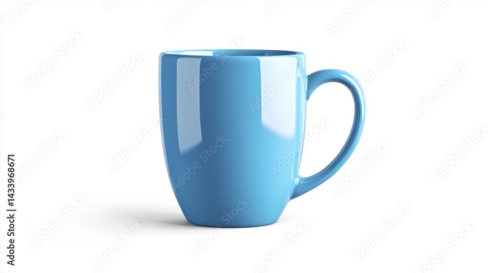 Blue ceramic mug on white background. Generative AI